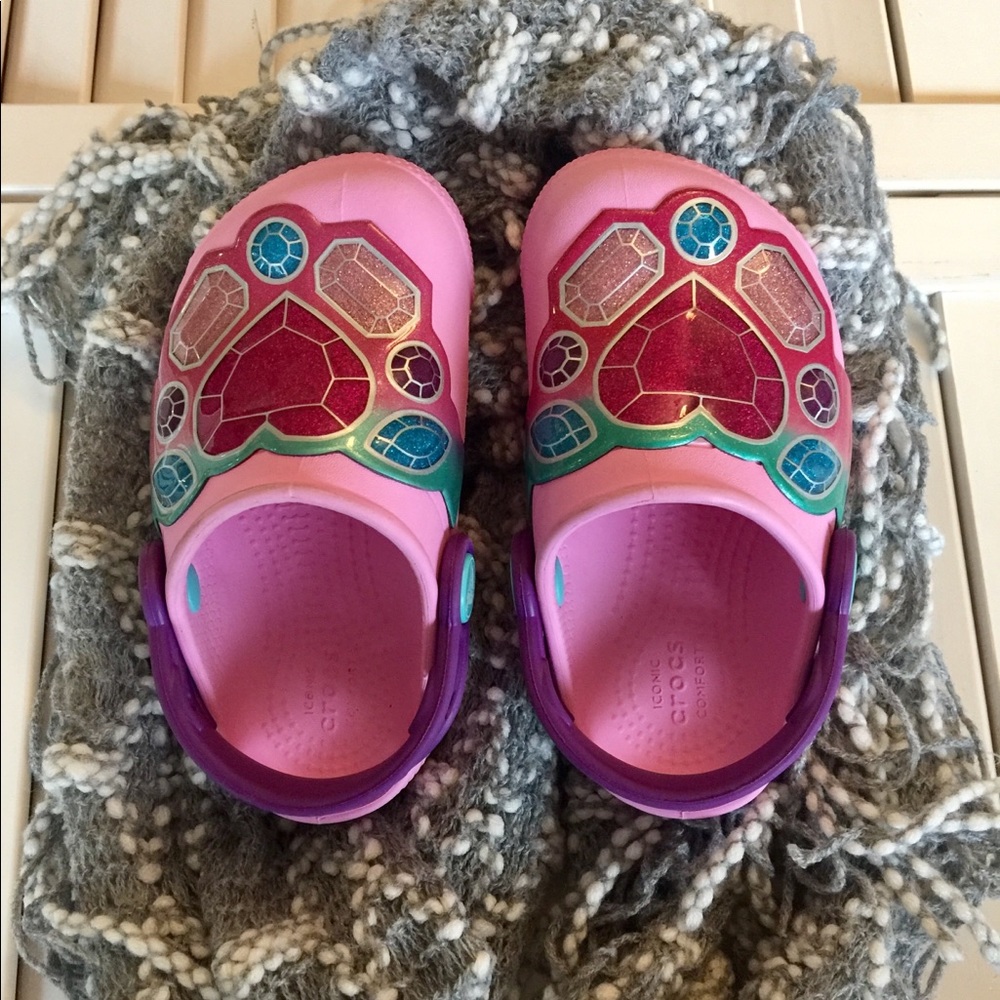 Pink Jeweled light up CROCS 💖